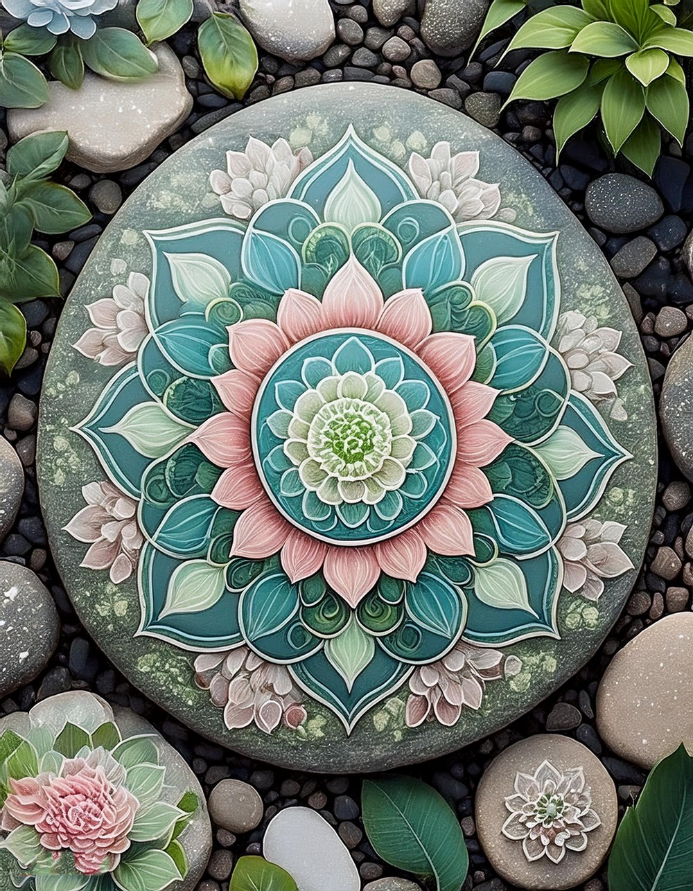 Rock Mandalas in Pastel Colors