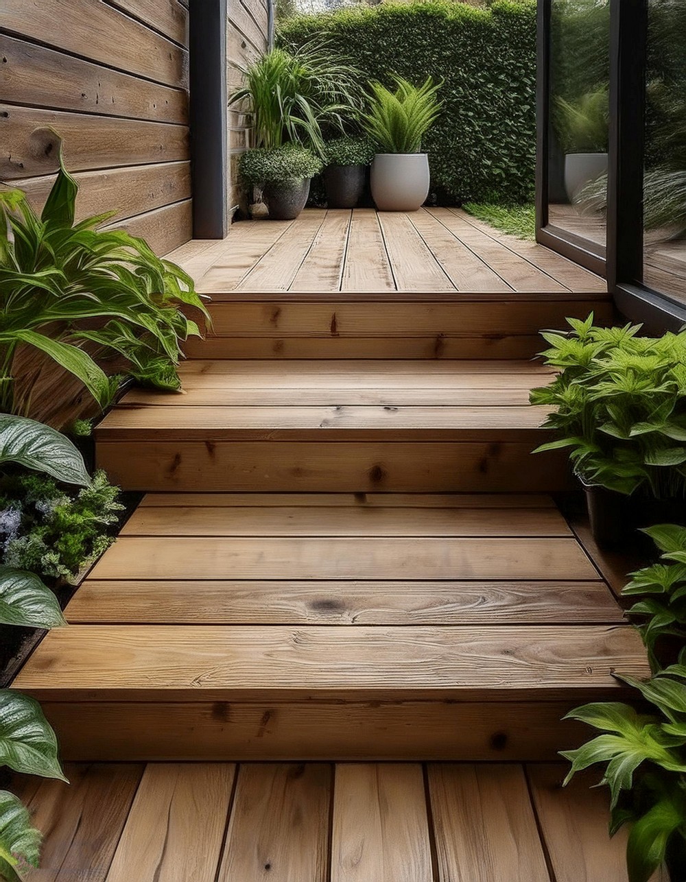 Rustic Oak Steps with Natural Finish