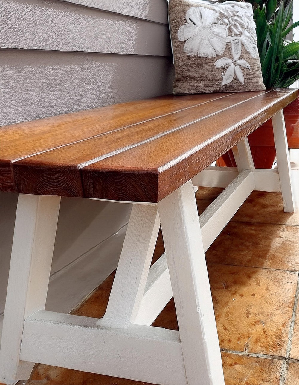 Sawhorse Farmhouse Bench