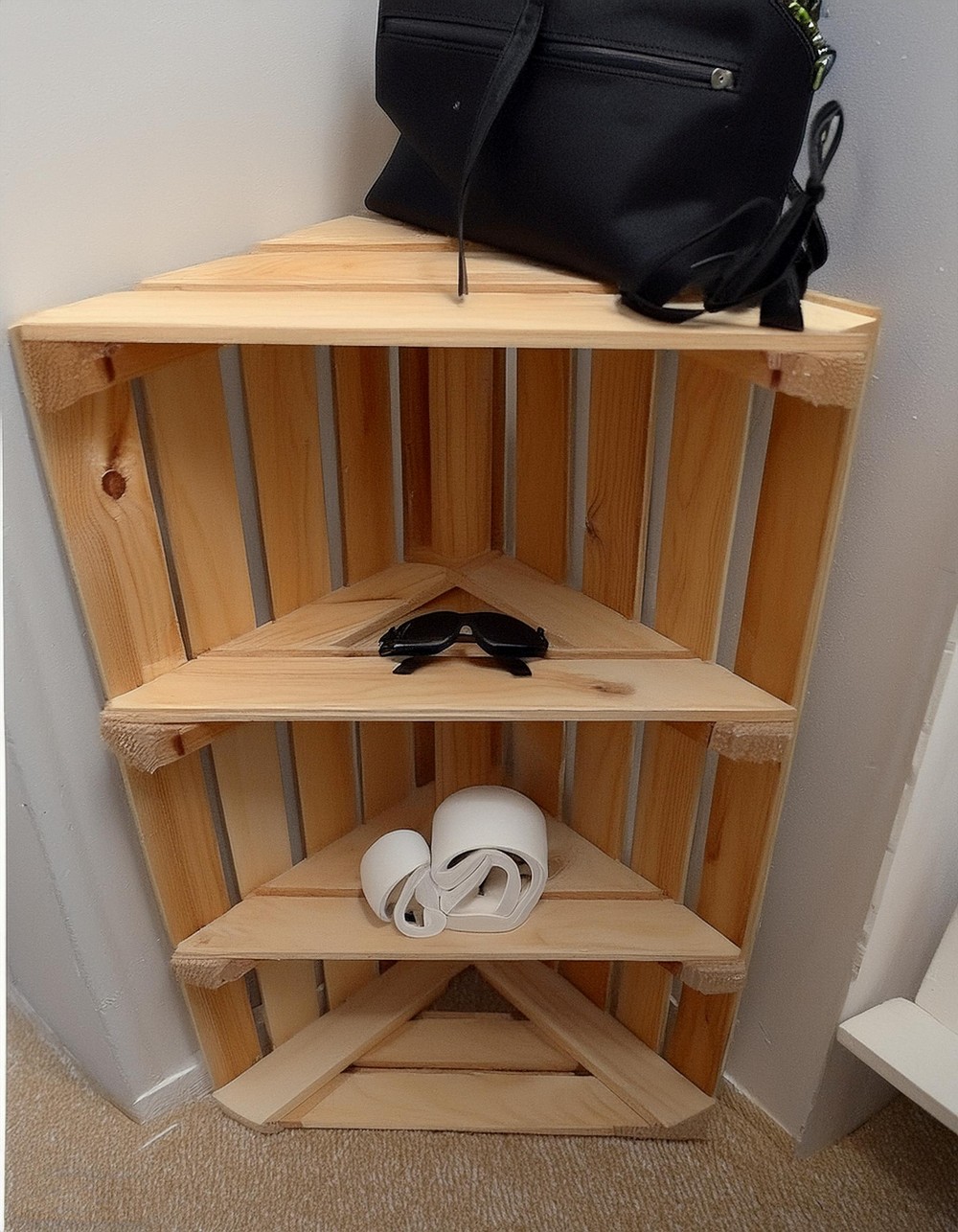 Standing Corner Crate Shelf