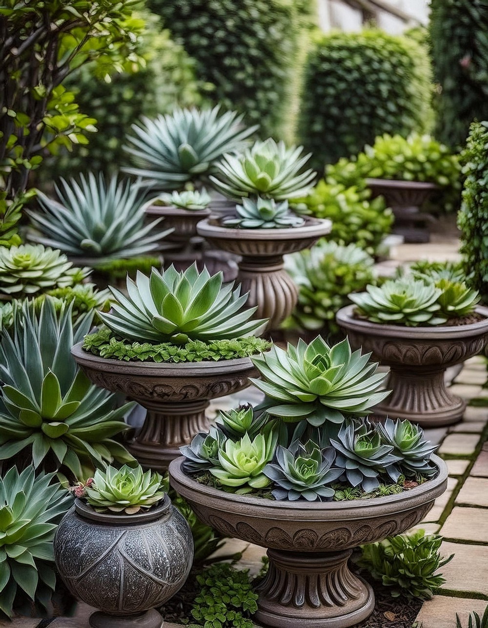 Succulent-Filled Pedestals