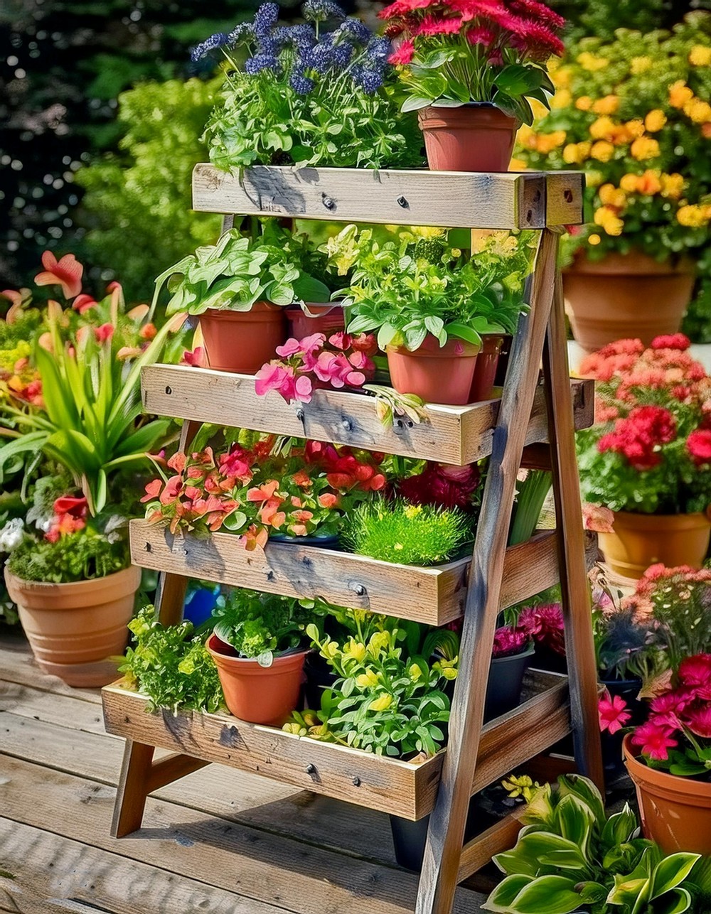 Tiered Planter Box with Wooden Legs