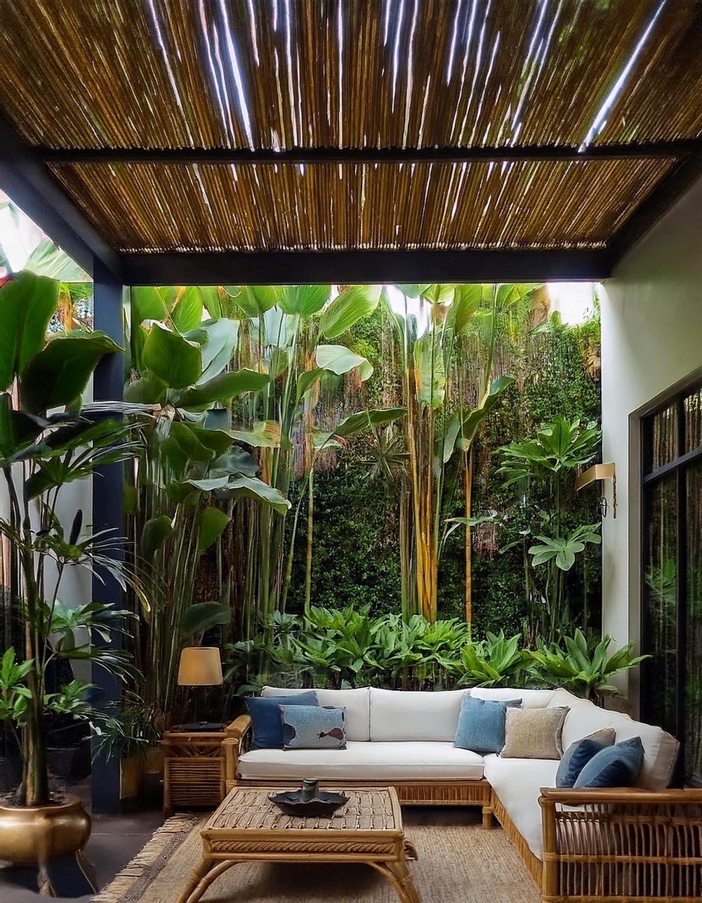 Tropical Oasis with Bamboo Ceiling