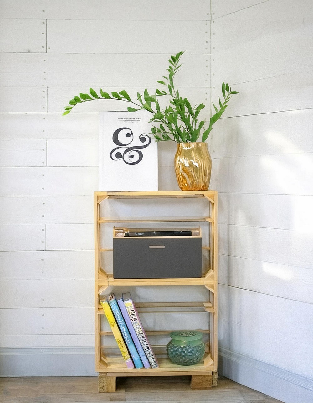 Two Shelf Rolling Crate Cart