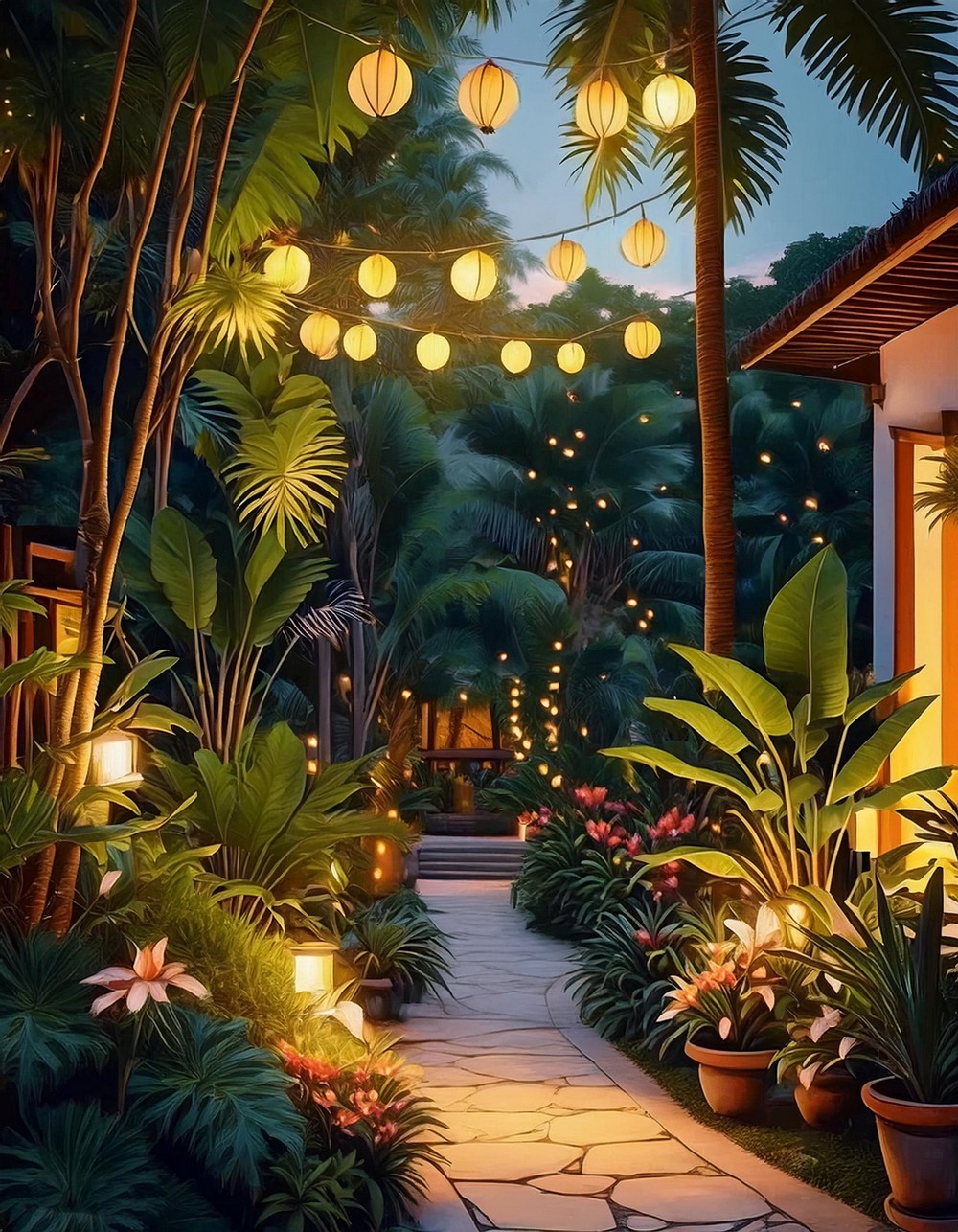 Use Outdoor Lighting to Highlight Tropical Plants