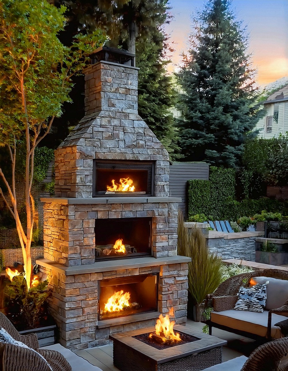 Outdoor Great Room with Oversized Fireplace