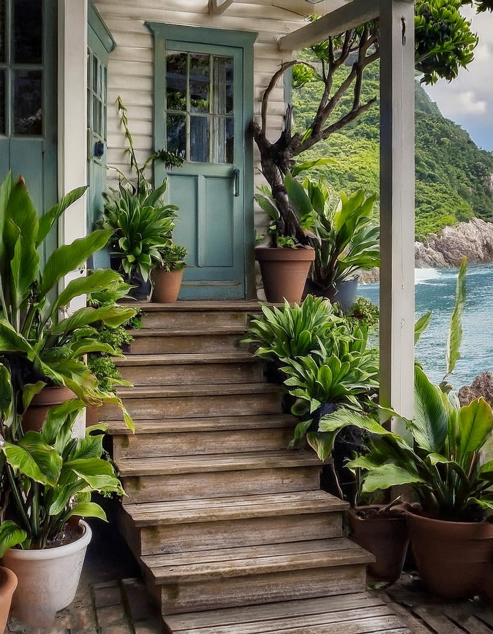 Weathered Wood Steps with Coastal Vibes