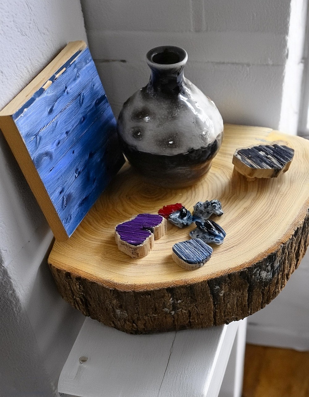 Wood Slice Rustic Corner Shelf