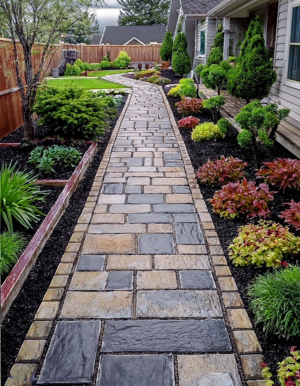 Concrete Walkway with DIY Borders