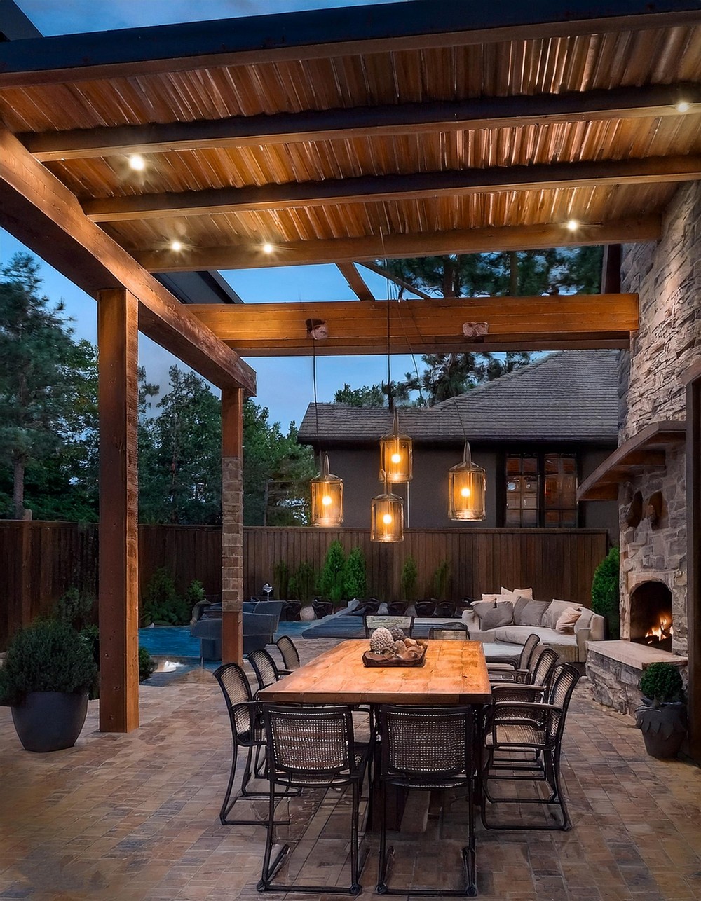 Corrugated Metal Roof with Ambient Lighting