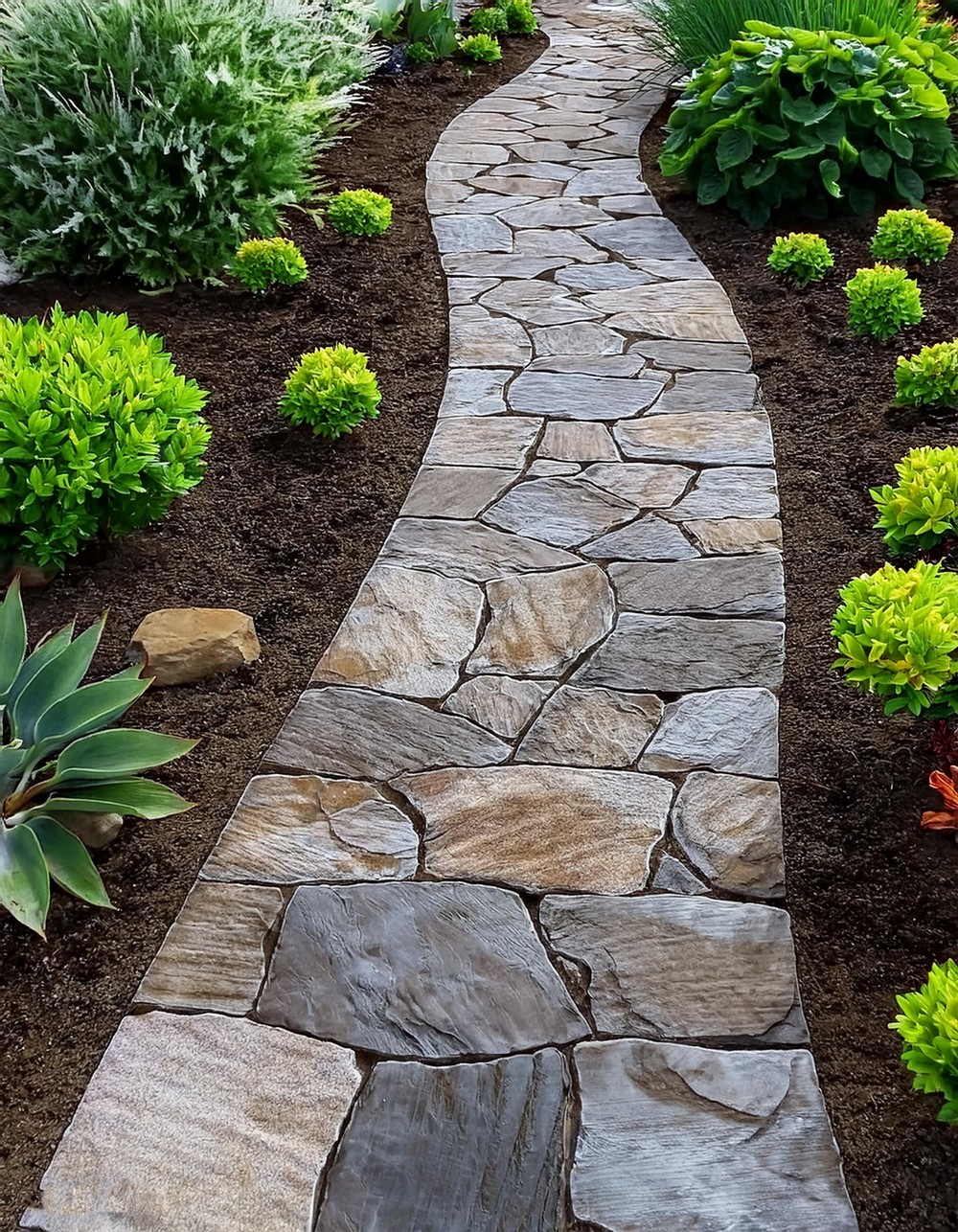 DIY Stamped Concrete Walkway