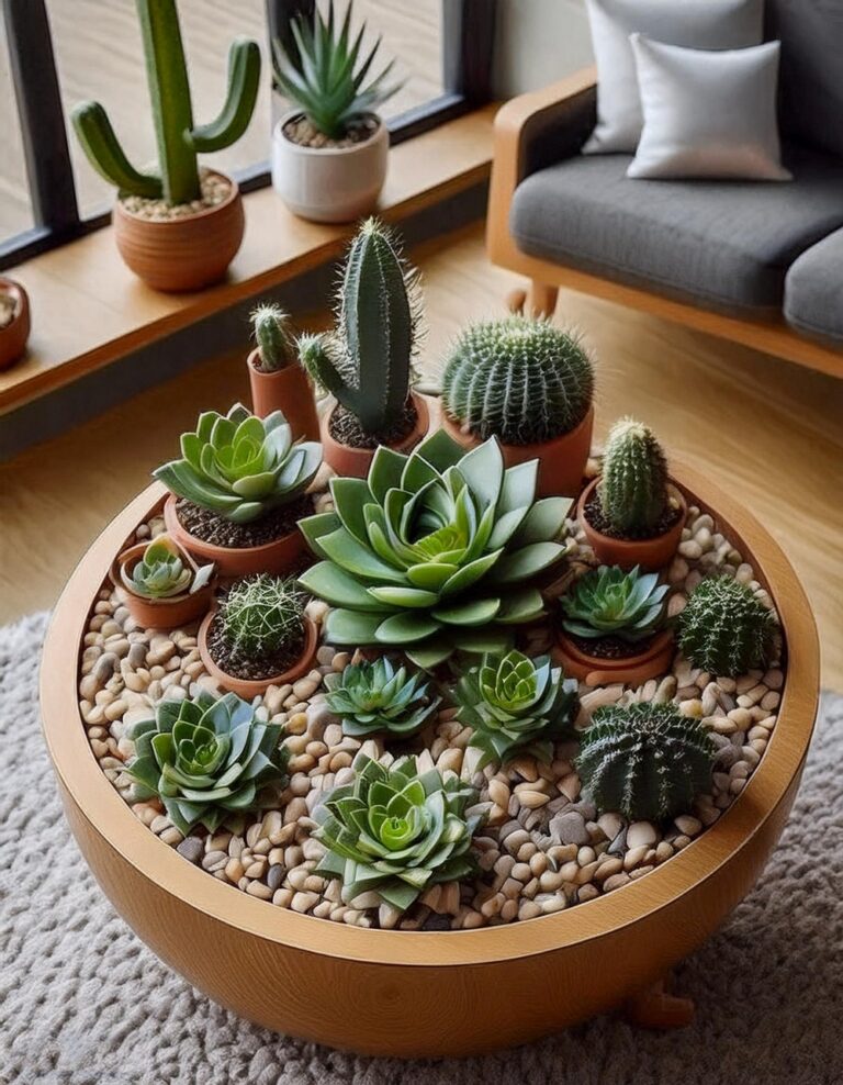 Desert Chic with Cacti and Pebbles