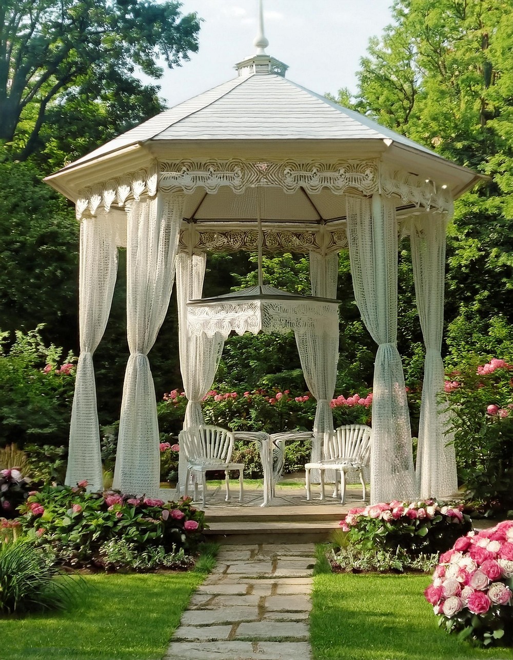 Gazebo with Sheer Curtains