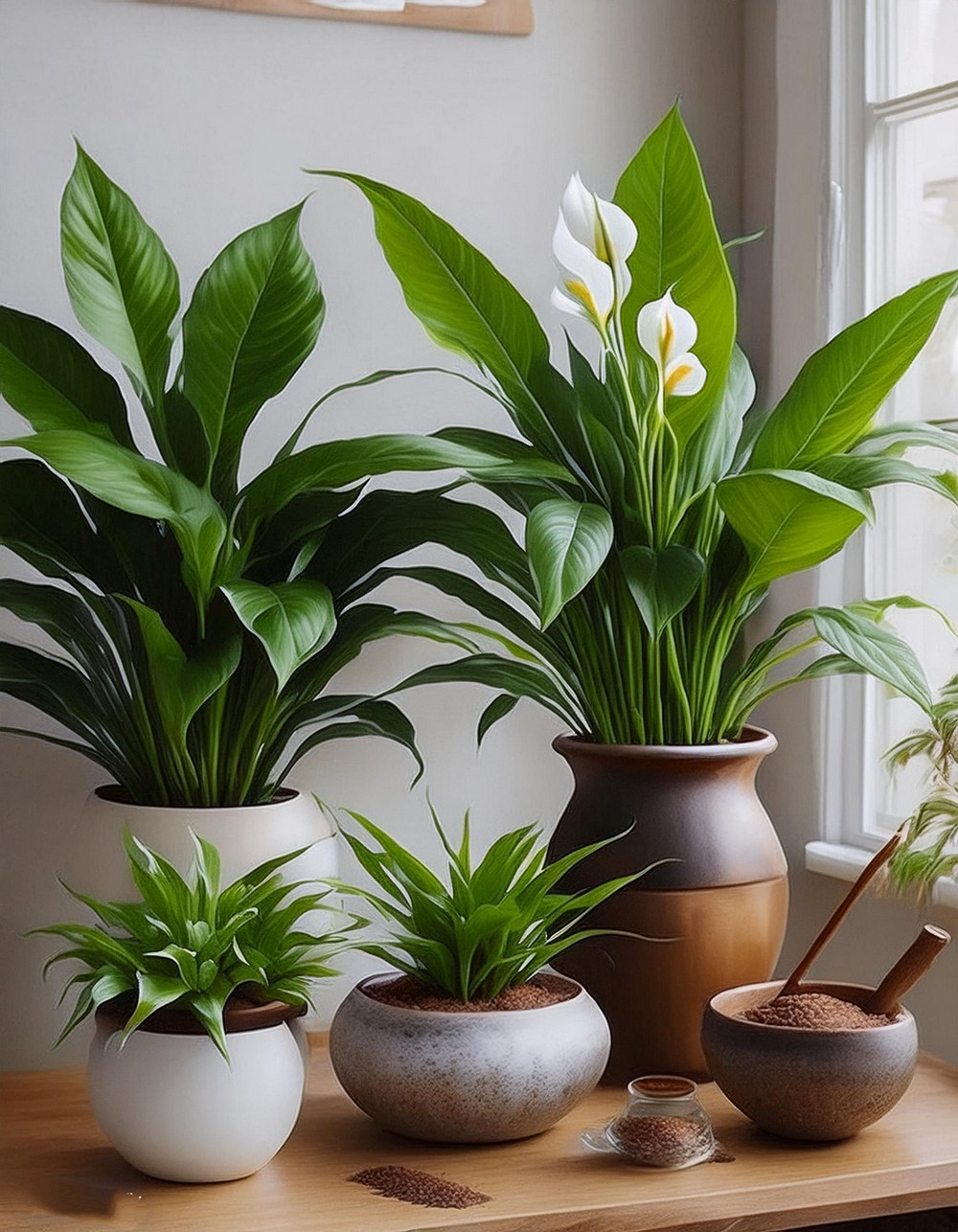 Houseplants (like Peace Lilies and Spider Plants