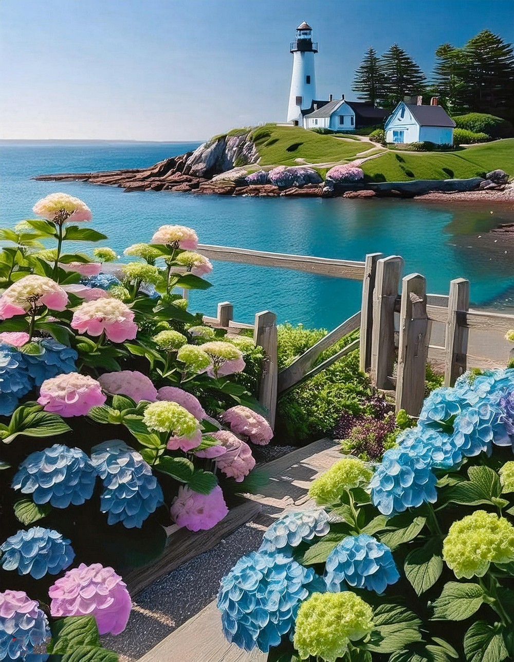 Hydrangeas in a Coastal Landscape