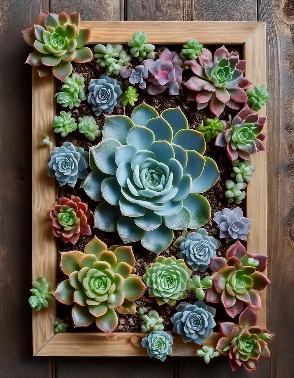 Living Succulent Picture Frame with Echeveria