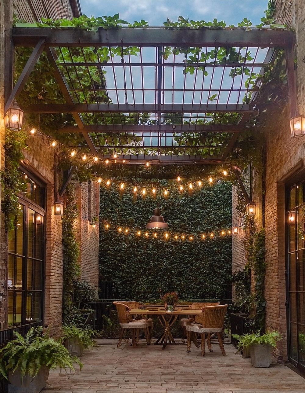 Trellised Canopy with Edison Lights